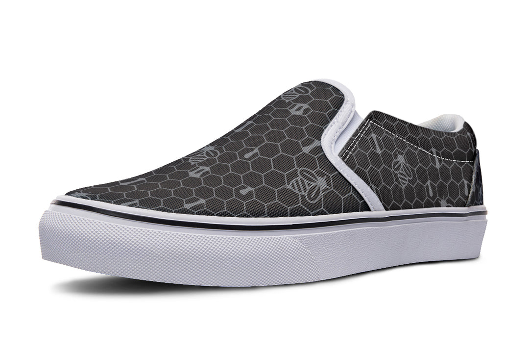 16th Anniversary Honeycomb Black Slip On Shoes