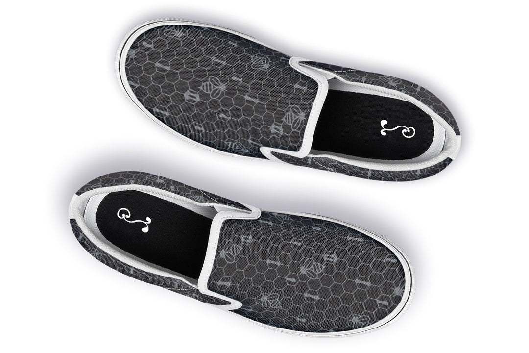 16th Anniversary Honeycomb Black Slip On Shoes