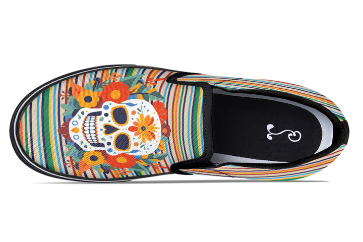 Dia De Los Muertos Floral Sugar Skull Slip On Shoes