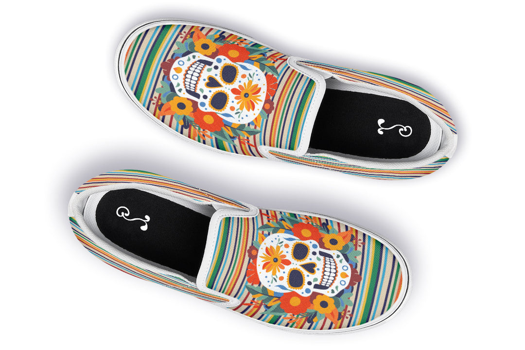 Dia De Los Muertos Floral Sugar Skull Slip On Shoes