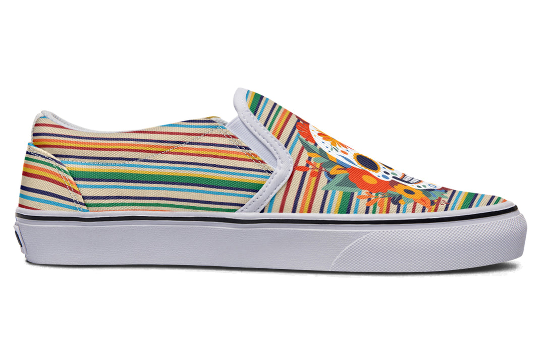 Dia De Los Muertos Floral Sugar Skull Slip On Shoes