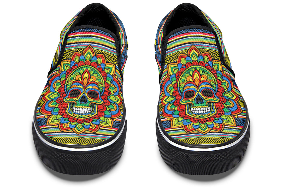 Dia De Los Muertos Mandala Sugar Skull Slip On Shoes