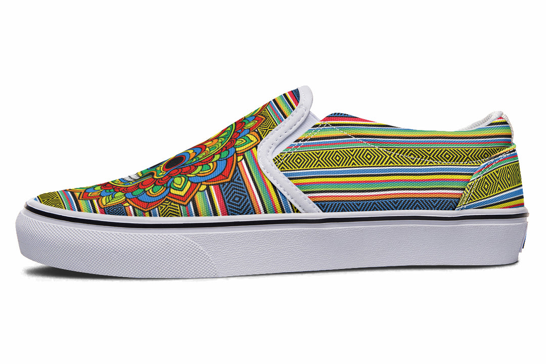 Dia De Los Muertos Mandala Sugar Skull Slip On Shoes