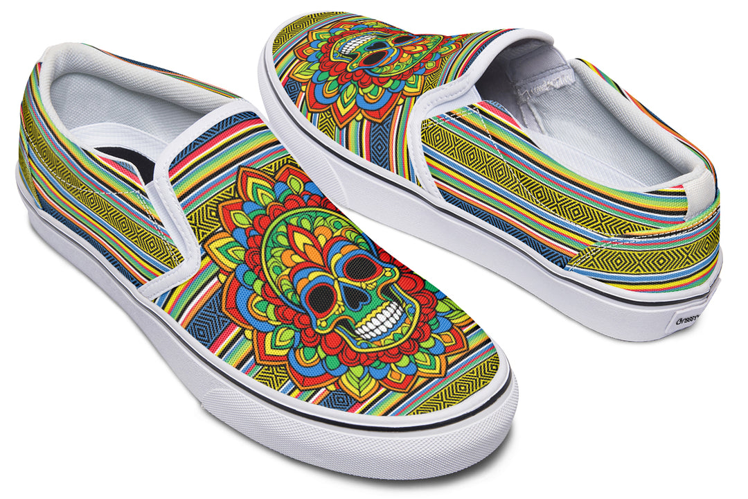 Dia De Los Muertos Mandala Sugar Skull Slip On Shoes