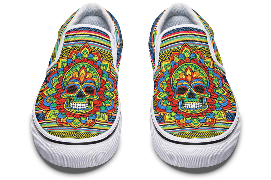 Dia De Los Muertos Mandala Sugar Skull Slip On Shoes