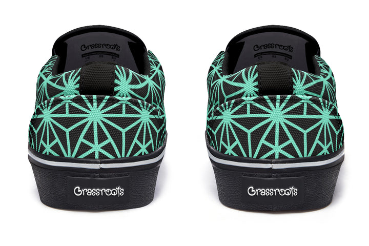 Geo Triangles Teal Slip On Shoes