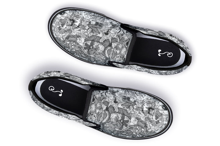 Vincent Gordon Cartoon Gumbo Grayscale Slip On Shoes
