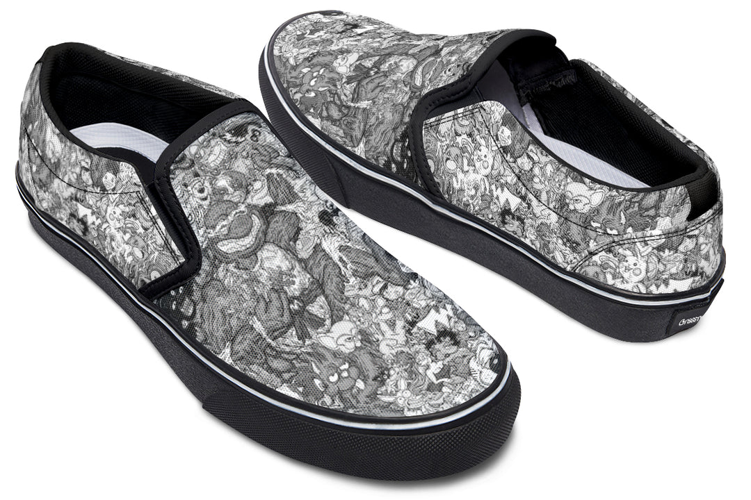 Vincent Gordon Cartoon Gumbo Grayscale Slip On Shoes