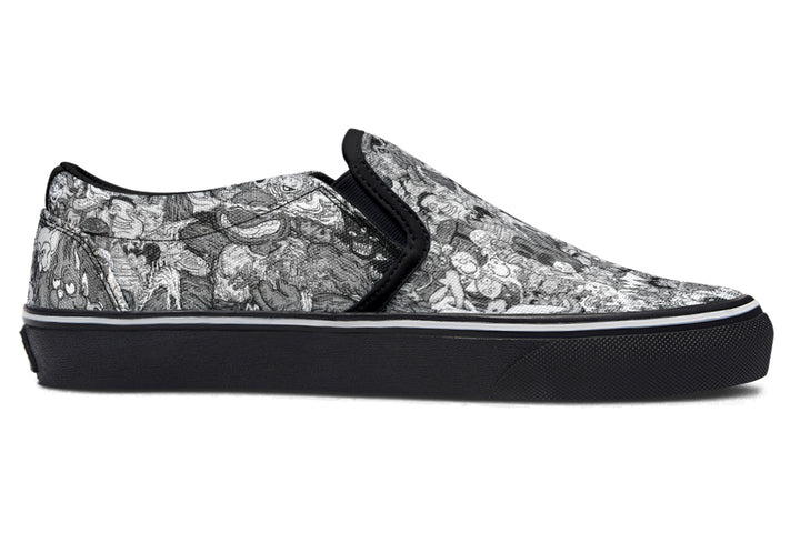 Vincent Gordon Cartoon Gumbo Grayscale Slip On Shoes