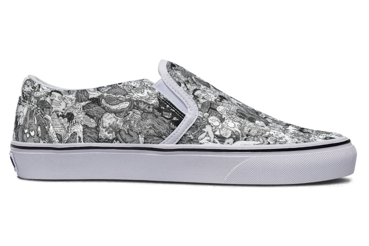 Vincent Gordon Cartoon Gumbo Grayscale Slip On Shoes