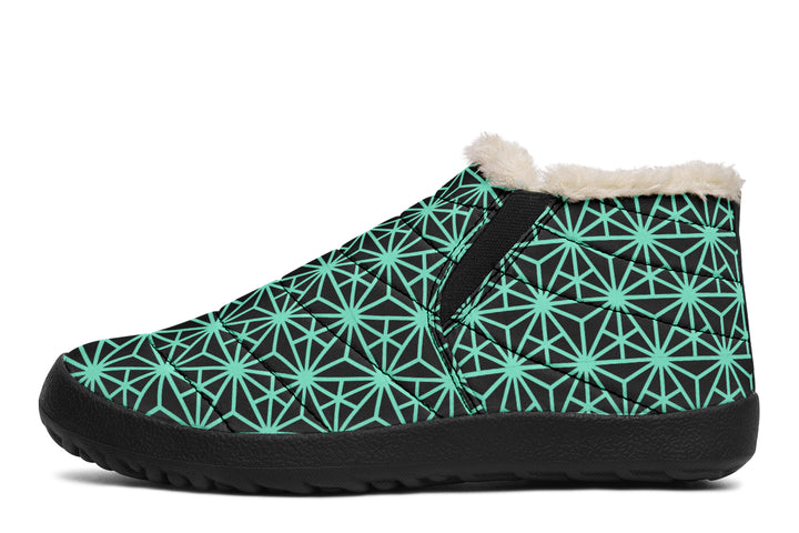 Geo Triangles Teal Winter Sneakers