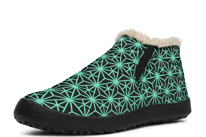 Geo Triangles Teal Winter Sneakers