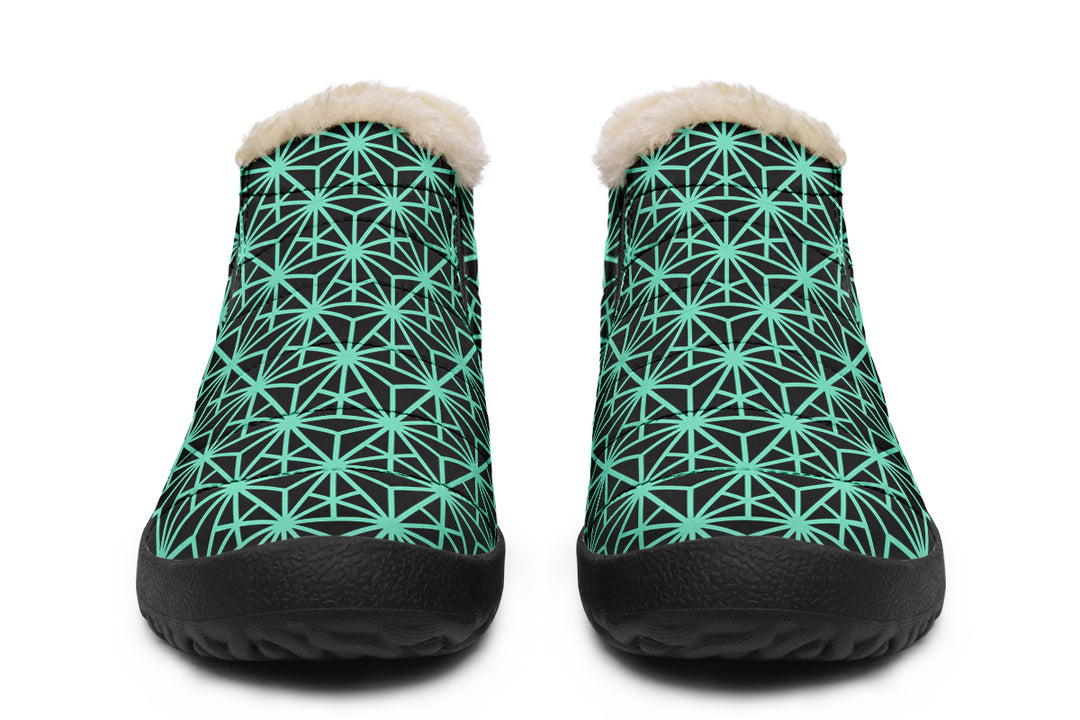 Geo Triangles Teal Winter Sneakers