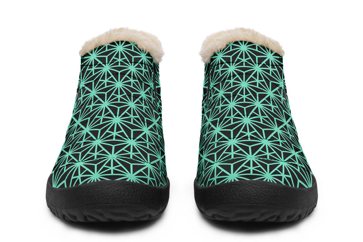 Geo Triangles Teal Winter Sneakers
