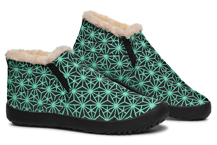 Geo Triangles Teal Winter Sneakers