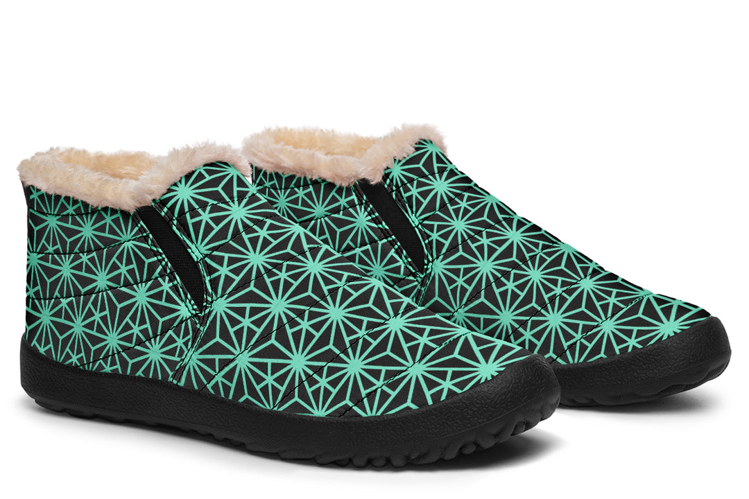 Geo Triangles Teal Winter Sneakers