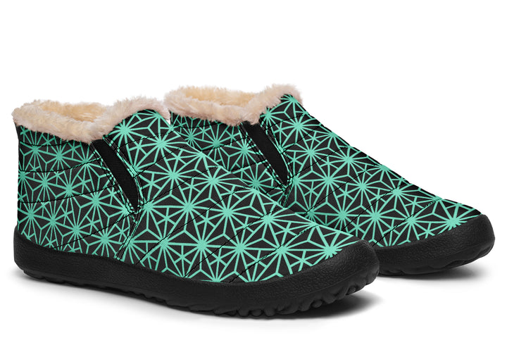 Geo Triangles Teal Winter Sneakers