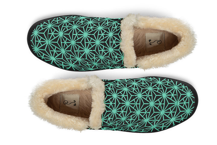 Geo Triangles Teal Winter Sneakers