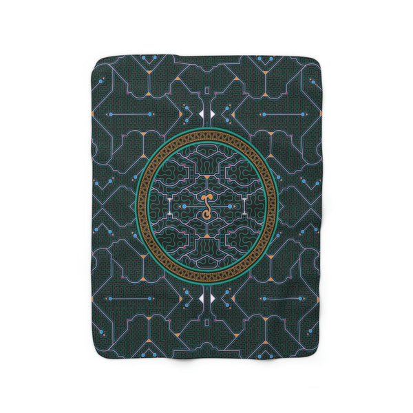 Shipibo Black Sherpa Fleece Blanket