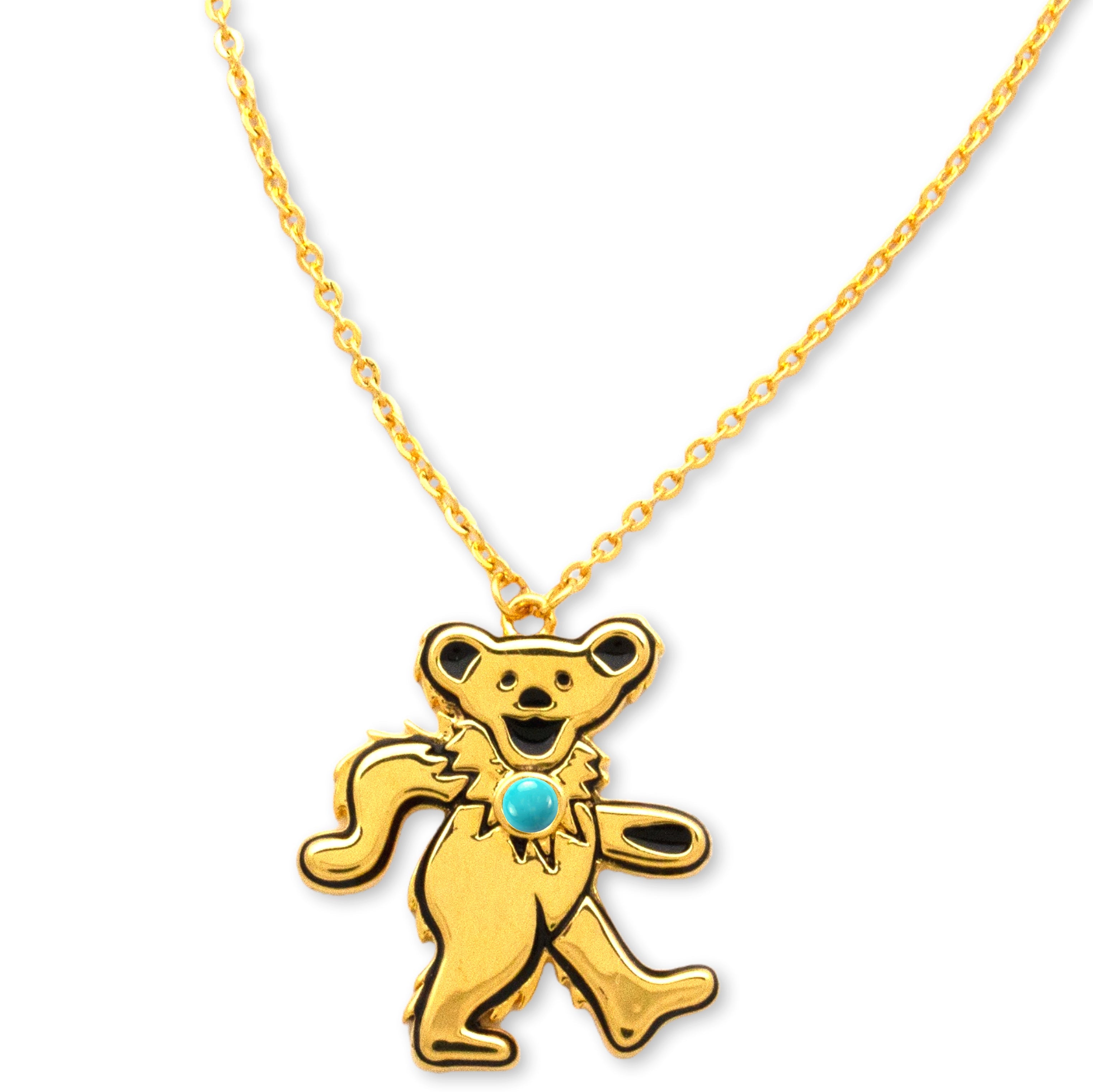 Teddy Bear with Ballon Pendant Necklace in Rose Gold