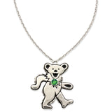 Dancing Bear Birthstone Necklace | Silver