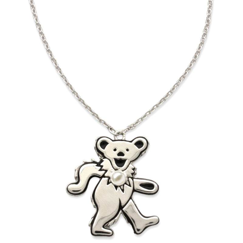 Dancing Bear Birthstone Necklace | Silver
