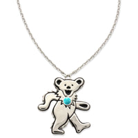 Dancing Bear Birthstone Necklace | Silver