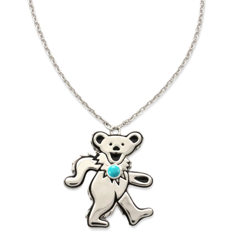 Dancing Bear Birthstone Necklace | Silver
