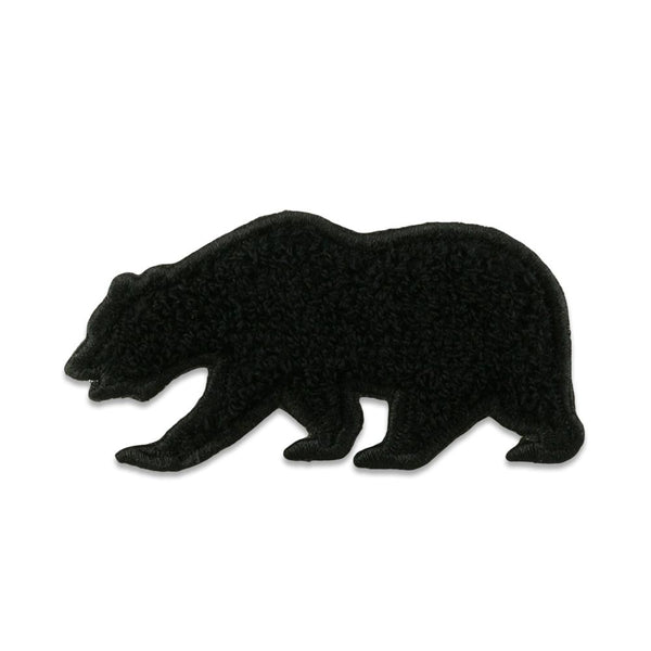 Black Chenille Removable Bear Patch