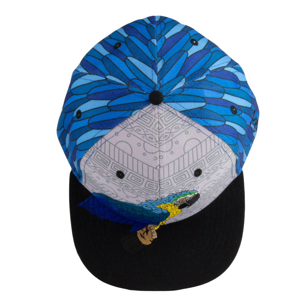 Blue Gold Macaw Feathers Fitted Hat