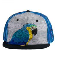 Blue Gold Macaw Feathers Fitted Hat