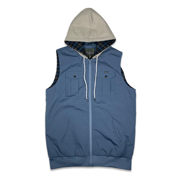 Bear Collection Blue Flannel Lined Hooded Vest
