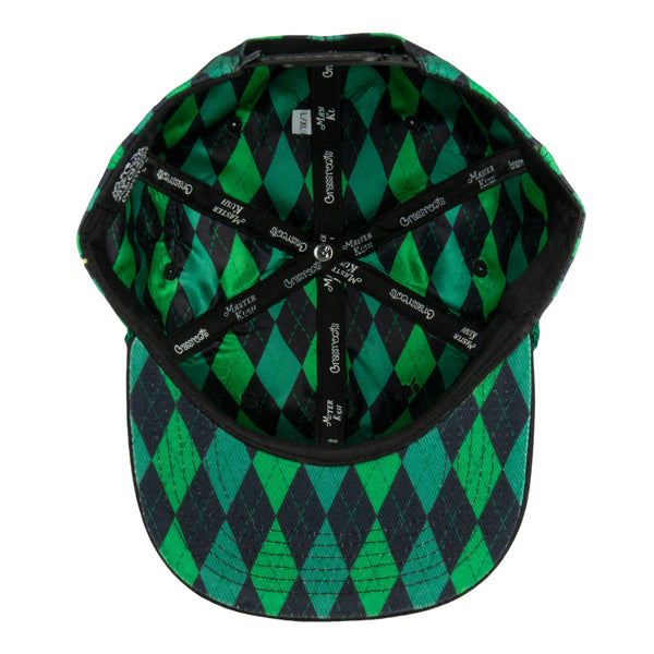Kush Leaf Argyle Black Snapback Hat