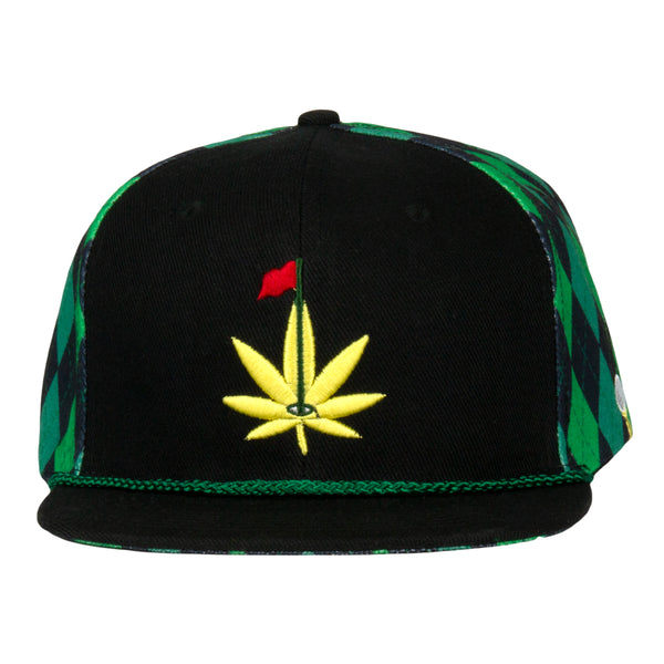Kush Leaf Argyle Black Snapback Hat