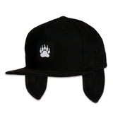 Bear Paw Removable Earflap Black Snapback Hat