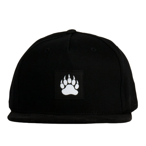 Bear Paw Removable Earflap Black Snapback Hat