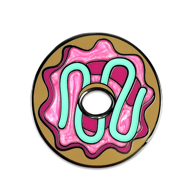 KGB Glass Strawberry Pearl Frosted Donut Pin