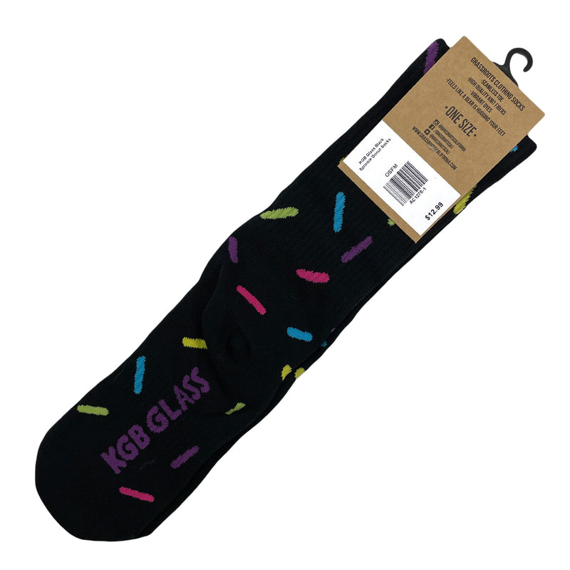 KGB Glass Black Sprinkle Donut Socks