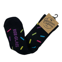 KGB Glass Black Sprinkle Donut Socks