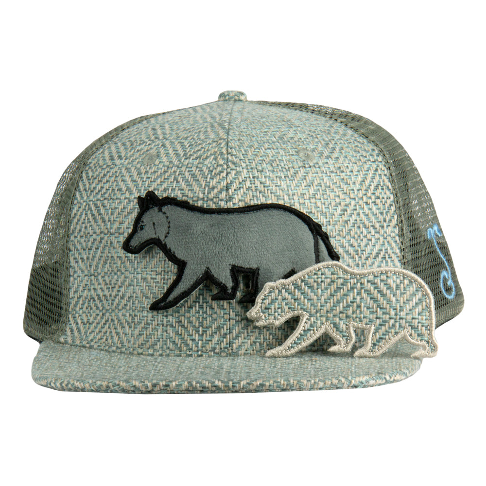 Removable Bear Gray Wolf Mesh Snapback Hat