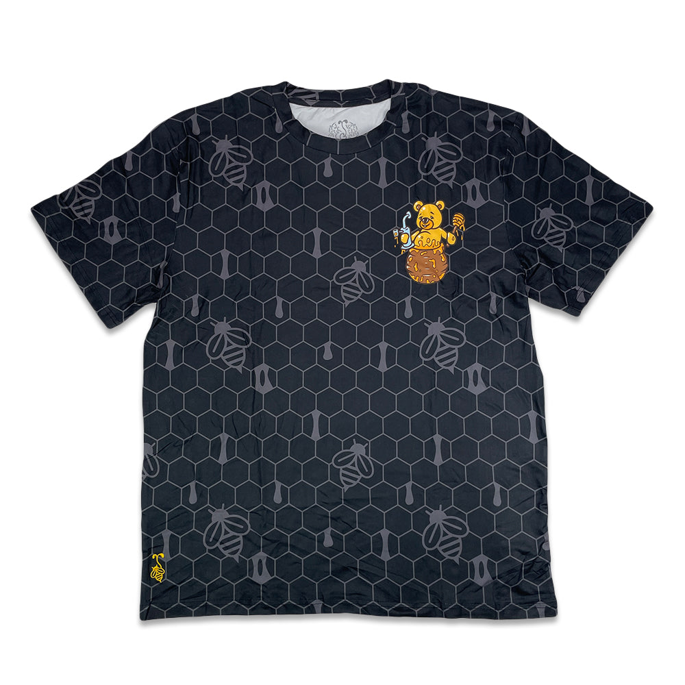 Honey Bear Black Honeycomb T Shirt