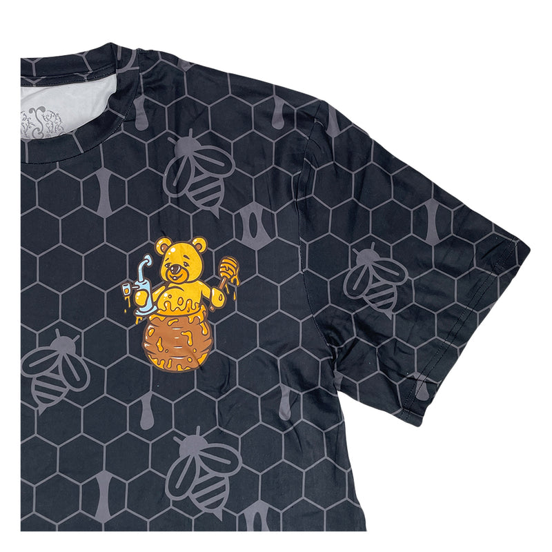 Honey Bear Black Honeycomb T Shirt