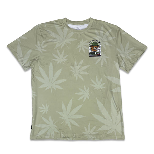 Puffy the Bear Tan Leaf Print T Shirt