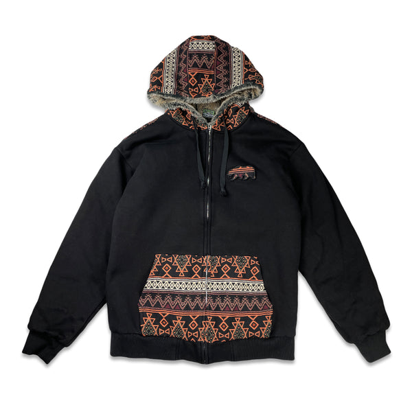 Removable Bear Copper Plateau Black Zip Up Hoodie