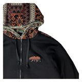 Removable Bear Copper Plateau Black Zip Up Hoodie