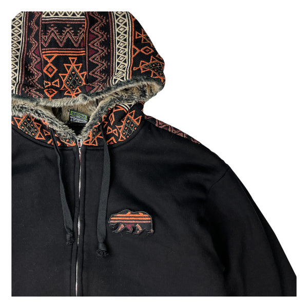 Removable Bear Copper Plateau Black Zip Up Hoodie