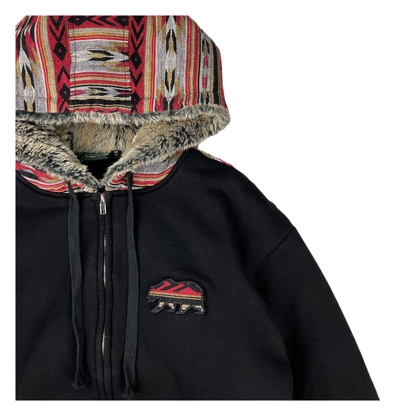 Removable Bear Redstone Black Zip Up Hoodie