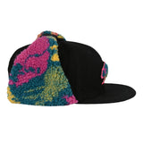 Removable Bear Trippy Tundra Black Earflap Snapback Hat