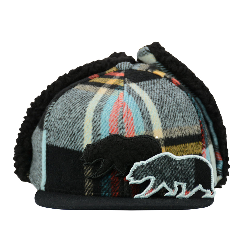 Removable Bear Pastel Flannel Earflap Fitted Hat