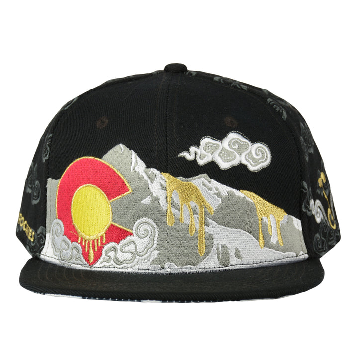 Dabroots Clouds Allover Black Snapback Hat
